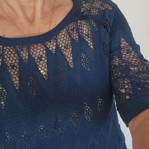 WRAP London  Cotton Lace Blue Top Size 4